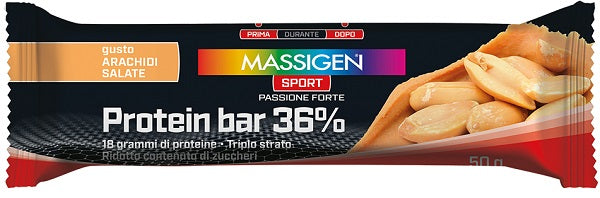 Massigen Sport Protein Barretta 36% Caramello Salato 35 G - Lovesano
