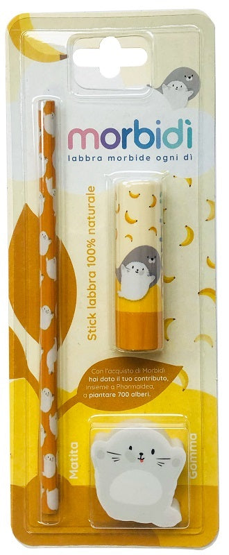 Morbidi' Kit Disegno Banana Stick Labbra + Matita + Gomma Da Cancellare - Lovesano