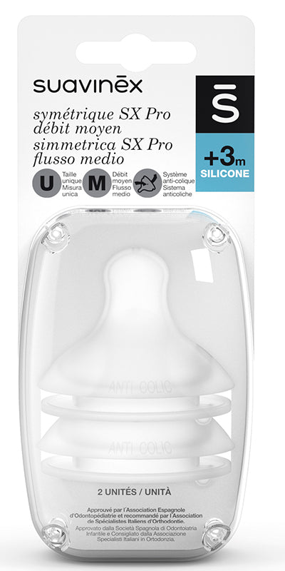 Suavinex Sx Pro Tettarella In Silicone Fisiologica Per Biberon M 2 Pezzi - Lovesano