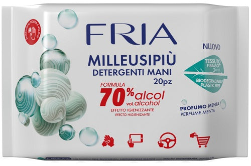 Fria Milleusipiu' Detergenti Mani 70% Alcol Effetto Igienizzante 20 Pezzi - Lovesano
