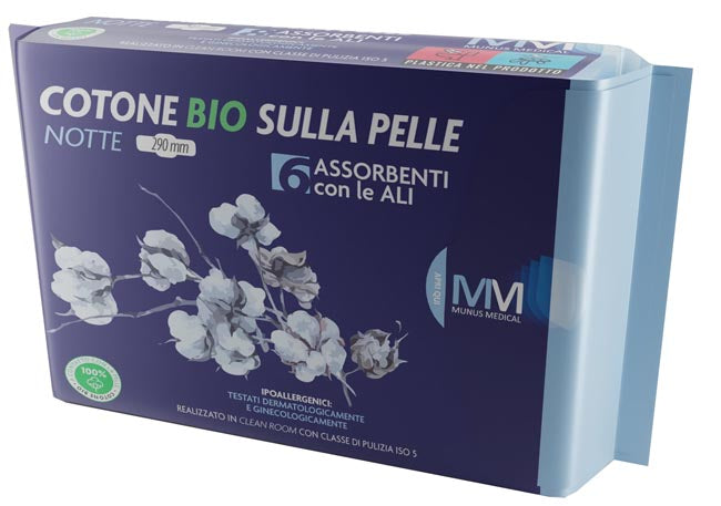 Munus Medical Assorbente Notte Con Ali Cotone Bio Sulla Pelle 290 Mm 6 Pezzi - Lovesano