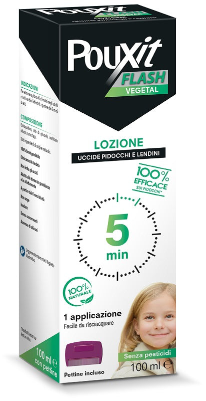 Pouxit Flash Vegetal Lozione Pidocchi E Lendini 100 Ml Con Pettine - Lovesano