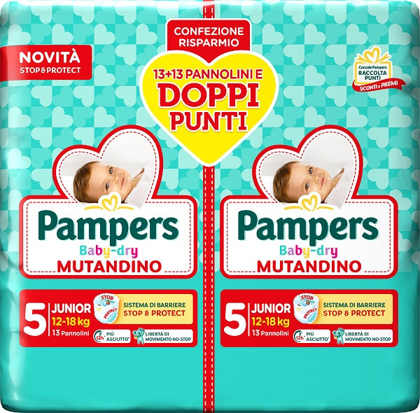 Pampers Baby Dry Pannolino Mutandina Junior Duo 26 Pezzi - Lovesano