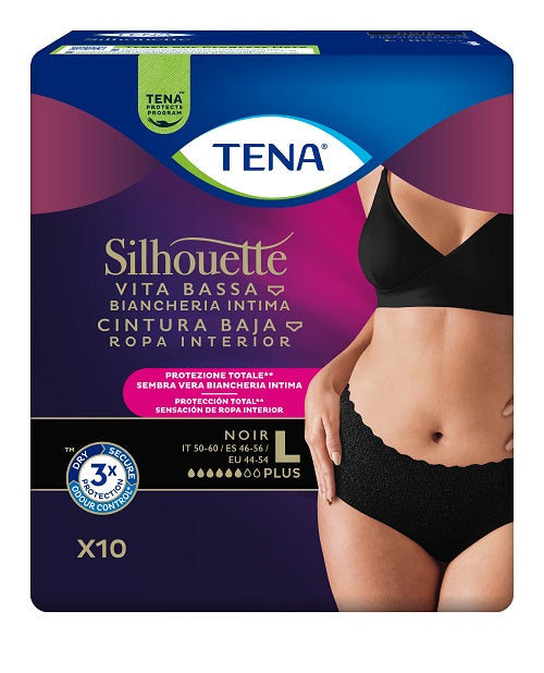 Pannolone A Mutandina Assorbente Tena Silhouette Noir L Vita Bassa 10 Pezzi - Lovesano