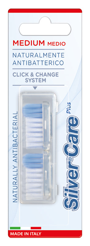 Silvercare Spazzolino Medio Ricambi 2 Pezzi - Lovesano