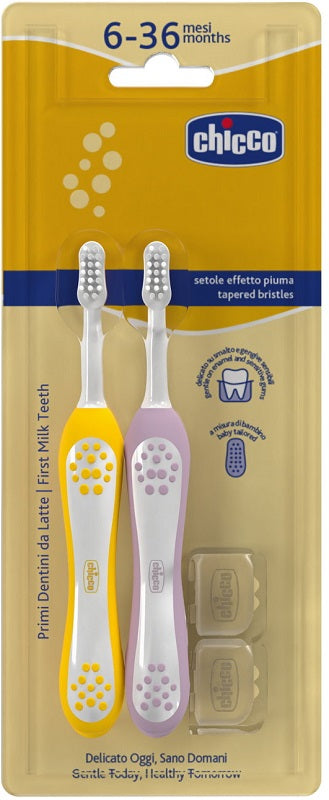 Chicco Spazzolino 6-36 Mesi Doppio Rosa-giallo - Lovesano