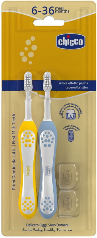 Chicco Spazzolino 6-36 Mesi+doppio Azzurro-giallo - Lovesano