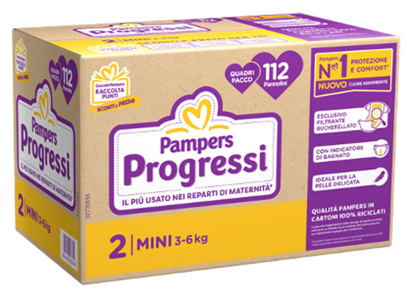 Pampers Quadri Progressi Mini 112 Pezzi - Lovesano