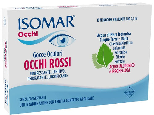 Isomar Occhi Rossi Gocce Oculari Acido Ialuronico 0,20% 10 Flaconcini - Lovesano