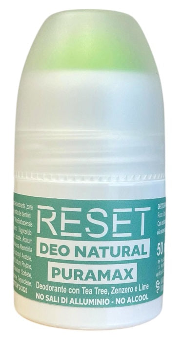 Deo Roll On Reset Puramax Deodorante Veg Tea Tree Zenzero Lime 50 Ml - Lovesano