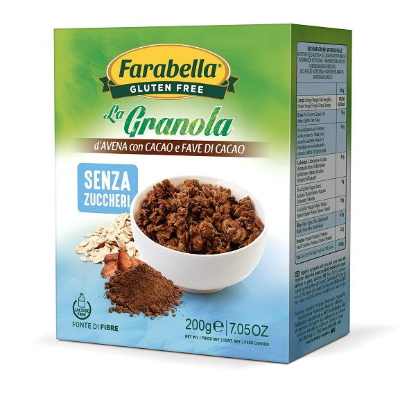 Farabella Gluten Free La Granola D'avena Con Cacao E Fave Di Cacao Senza Zuccheri Senza Lattosio 200 G - Lovesano