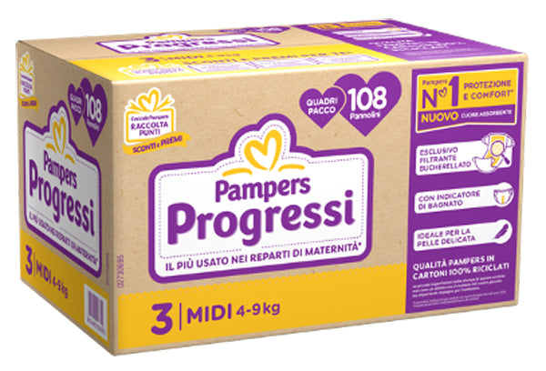 Pampers Quadri Progressi Midi 108 Pezzi - Lovesano