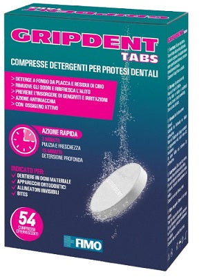 Gripdent Tabs Detergente Per Protesi Dentaria 54 Compresse