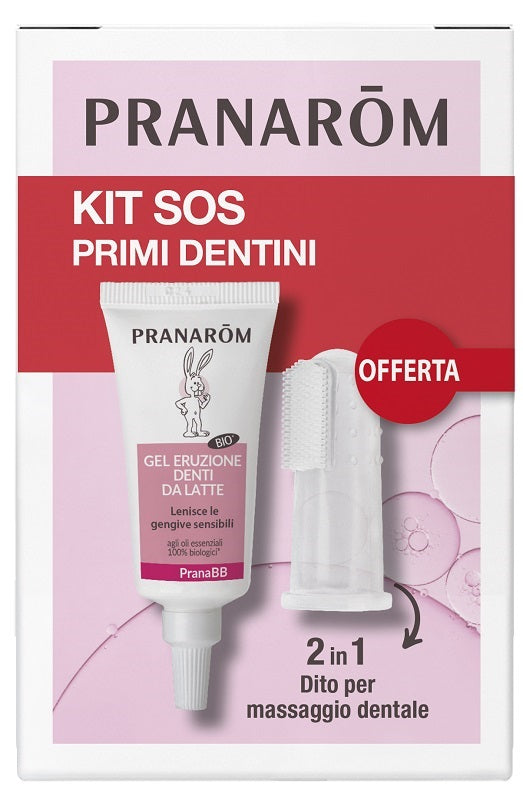 Pranarom Kit Sos Primi Dentini 1 Gel Eruzione Denti Da Latte 15 Ml + 1 Dito Massaggiante - Lovesano