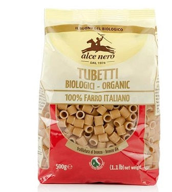 ALCE NERO Pasta Tubetti 100% Farro 500g - Lovesano