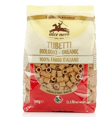 ALCE NERO Pasta Tubetti 100% Farro 500g - Lovesano 
