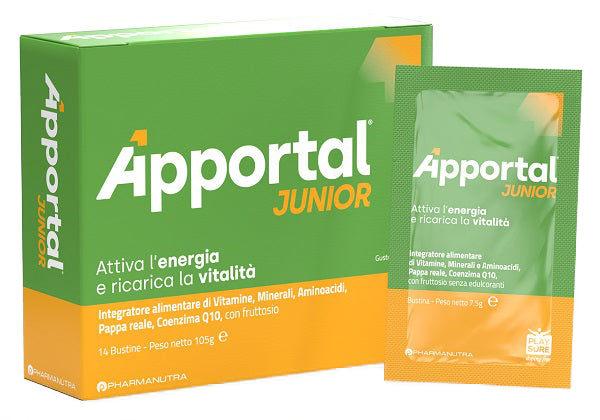 Apportal Junior 14 Bustine Da 7,5 G Gusto Arancia E Passion Fruit Con Fruttosio Senza Glutine Senza Lattosio