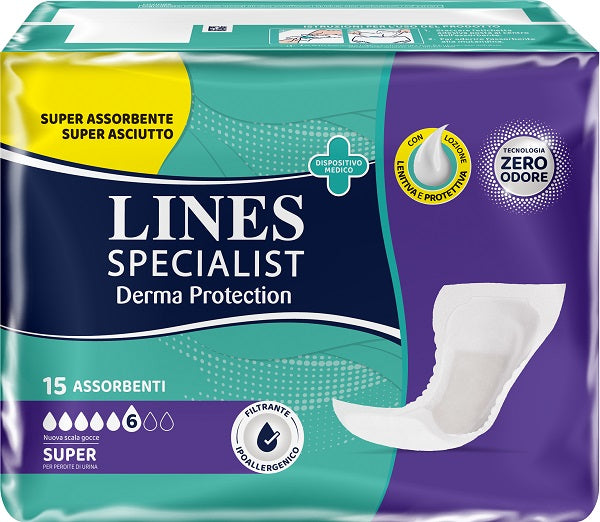 Pannolone Per Incontinenza Lines Specialist Derma Protection Sagomato Anatomico Super 15 Pezzi - Lovesano
