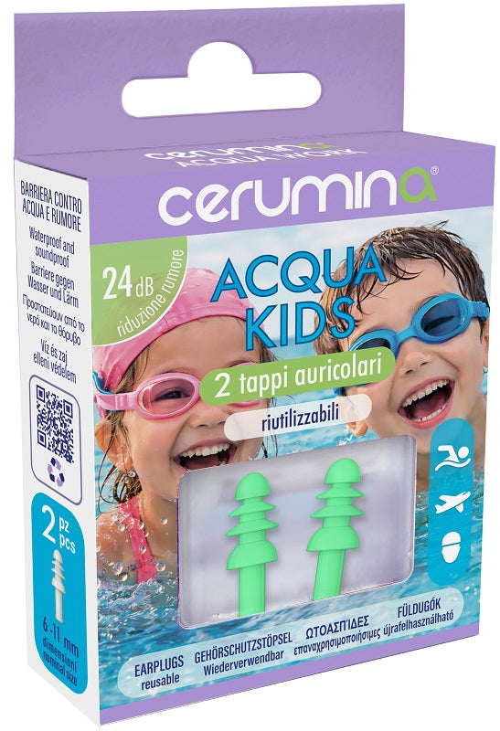 Cerumina Acqua Kids Tappi Auricolari Riutilizzabili 2 Pezzi