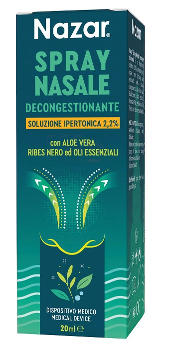 Nazar Spray Nasale Decongestionante Soluzione Ipertonica 2,2% 20 Ml