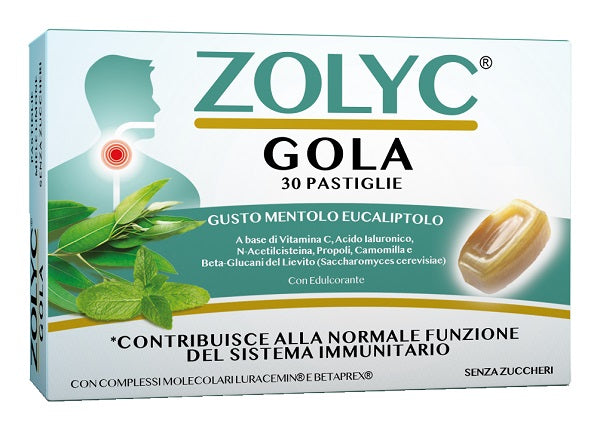 Zolyc Gola Mentolo Eucaliptolo 30 Pastiglie Con Edulcorante Senza Zuccheri Senza Glutine Naturalmente Privo Di Lattosio