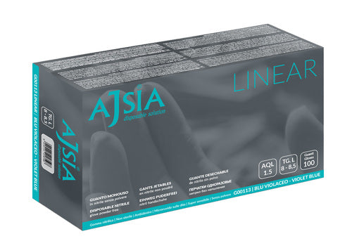 Guanto Monouso In Nitrile Senza Polvere Ajsia Linear Blu Violaceo Large 100 Pezzi - Lovesano