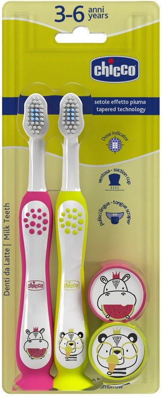 Chicco Spazzolino 3-6 Years Doppio Rosa-giallo - Lovesano