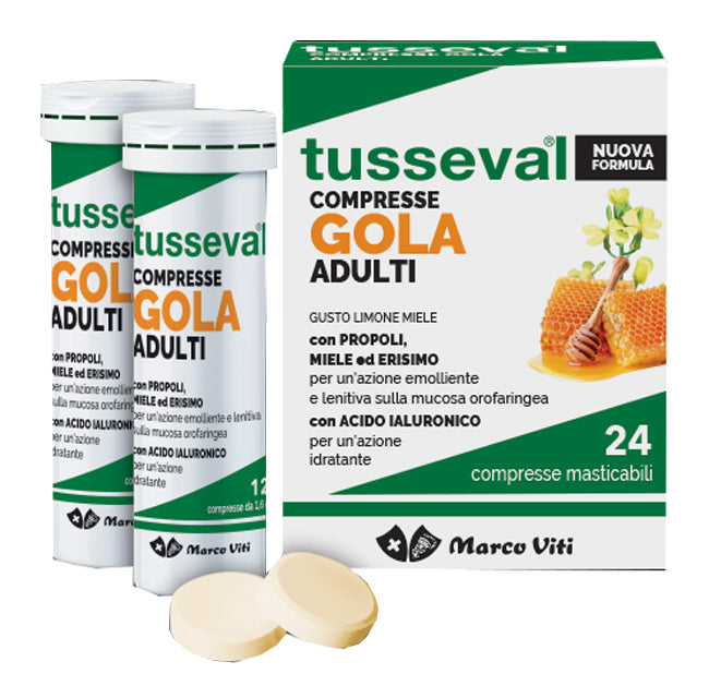 Tusseval Gola Adulti 24 Compresse Masticabili Limone E Miele - Lovesano