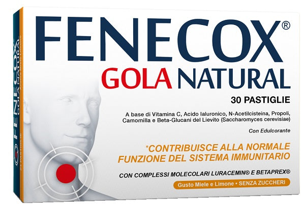 Fenecox Gola Natural Miele E Limone 30 Pastiglie Con Edulcorante Senza Zuccheri Senza Glutine Naturalmente Privo Di Lattosio