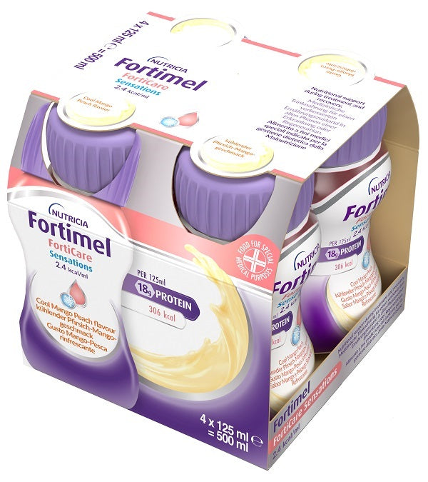 Fortimel Forticare Sensation 2,4 Kcal/ml Pesca/mango Rinfrescante 4 Pezzi Da 125 Ml - Lovesano