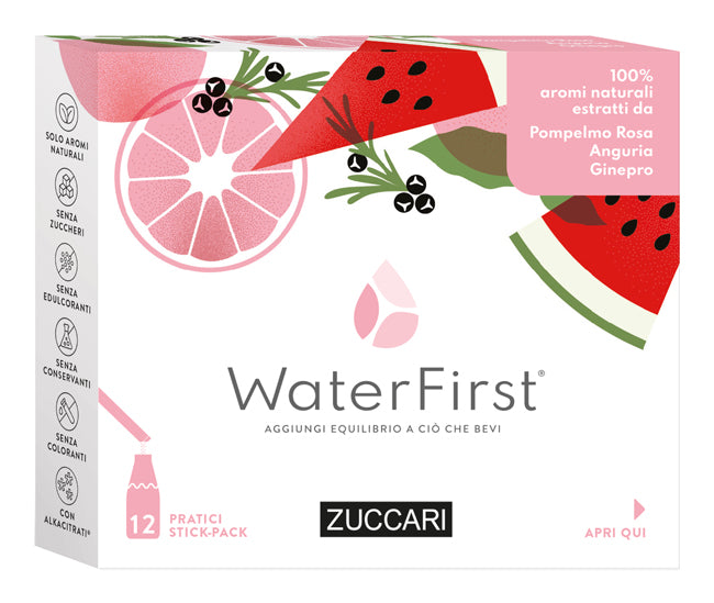 Water First Pompelmo Rosa-anguria-ginepro 12 Stick Pack - Lovesano