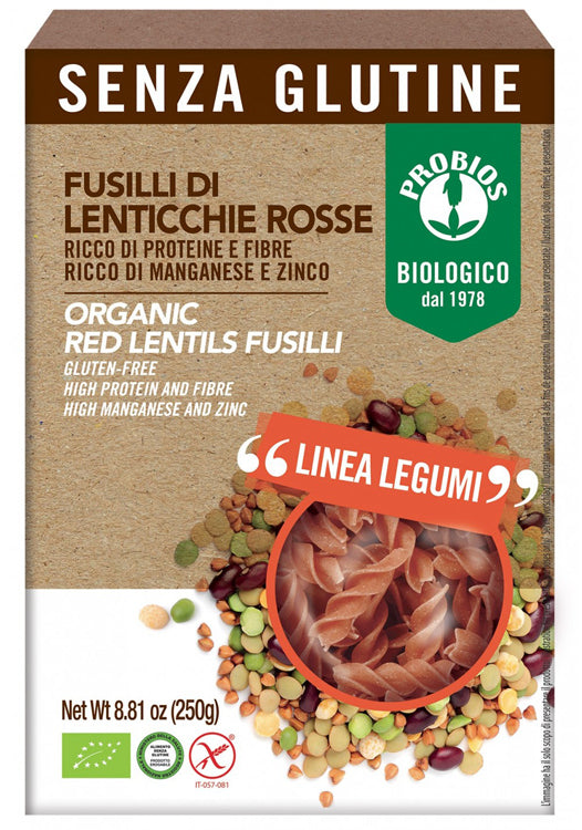 PROBIOS Fusilli 100% di Lenticchie Rosse 250g - Lovesano