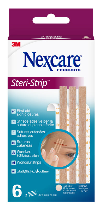 Striscia Adesiva Sutura Piccole Ferite Nexcare Steri-strip Carne 6x75 Mm 6 Pezzi - Lovesano