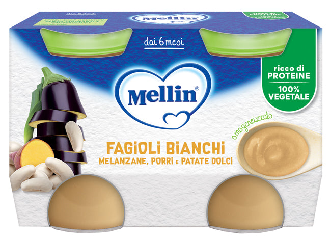 Mellin Omogeneizzato Fagioli Bianchi E Melanzane 2 Pezzi Da 130 G - Lovesano