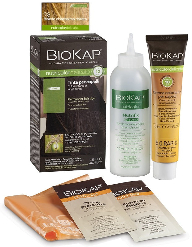 Bios Line Biokap Nutricolor Delicato Rapid Tinta 9,3 Biondo Chiarissmo Dorato 135 Ml - Lovesano