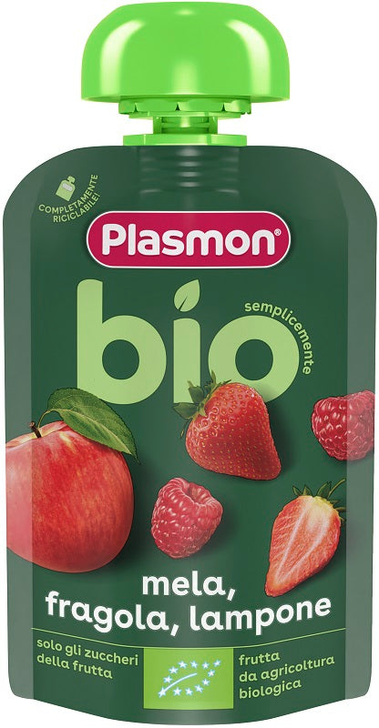 Plasmon Mela Fragola Lampone Bio Pouches 100 G - Lovesano