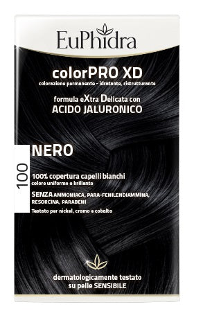 Euphidra Colorpro Xd 100 Nero Gel Colorante Capelli In Flacone + Attivante + Balsamo + Guanti - Lovesano