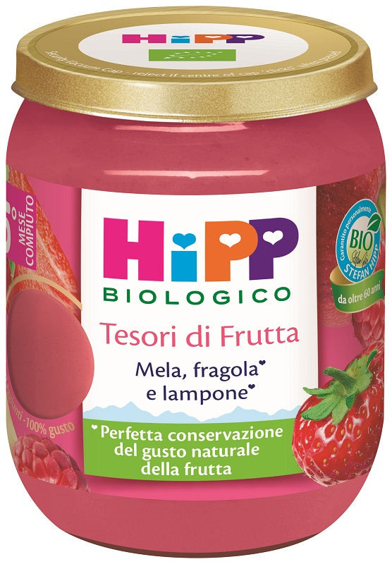 Hipp Tesori Frutta Mela Fragola Lampone 160 G - Lovesano
