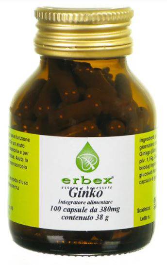 GINKGO BILOBA 100CPS 380MG ERBEX - Lovesano