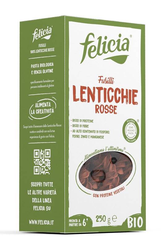 FELICIA BIO Fusilli di Lenticchie Rosse 250g - Lovesano