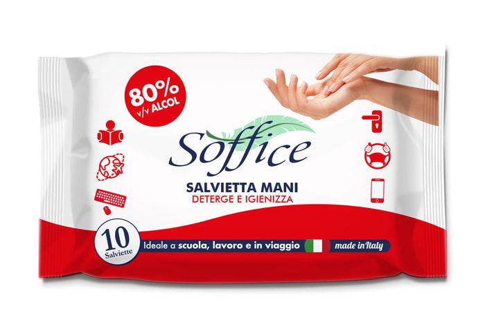 SOFFICE Salviette Mani 80% Alc.10pz - Lovesano
