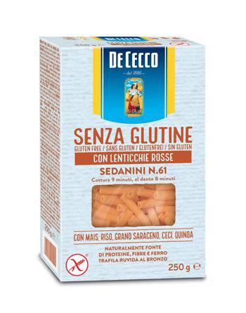 DE CECCO Sedanini n.61 con Lenticchie Rosse 250g - Lovesano
