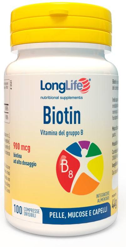 LONGLIFE BIOTIN 900MCG 100CPR - Lovesano