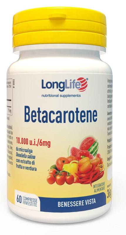 LONGLIFE BETACAROTENE 60CPR - Lovesano