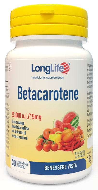 LONGLIFE BETACAROTENE 30CPR - Lovesano