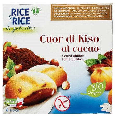 RICE & RICE Biscotti Cuor Riso Cacao 6x33g - Lovesano