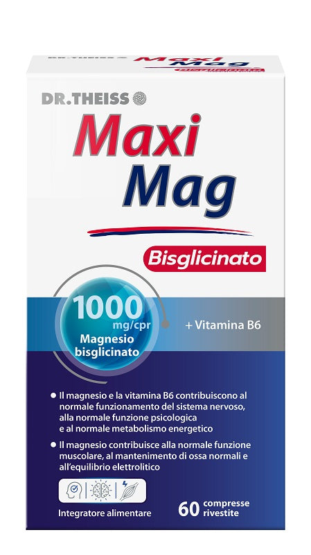 Dr Theiss Maxi Mag Magnesio Bisglicinato 60 Compresse Rivestite Senza Glutine Senza Lattosio