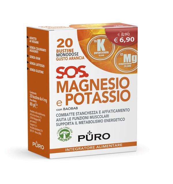 Puro Magnesio Potassio E Baobab 20 Bustine 4 G - Lovesano 