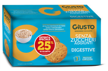 Giusto Senza Zuccheri Aggiunti Digestive 225 G Taglio Prezzo 25% - Lovesano 