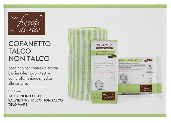 Fiocchi Di Riso Cofanetto Talco Non Talco 1 Emulsione Talco Non Talco 120 Ml + 1 Salviette Talco Non Talco + 1 Telo Mare - Lovesano 